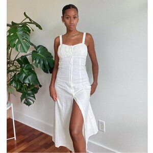 Who What Wear Cristina Spaghetti Strap Button‎ Front Dress Linen Size Large